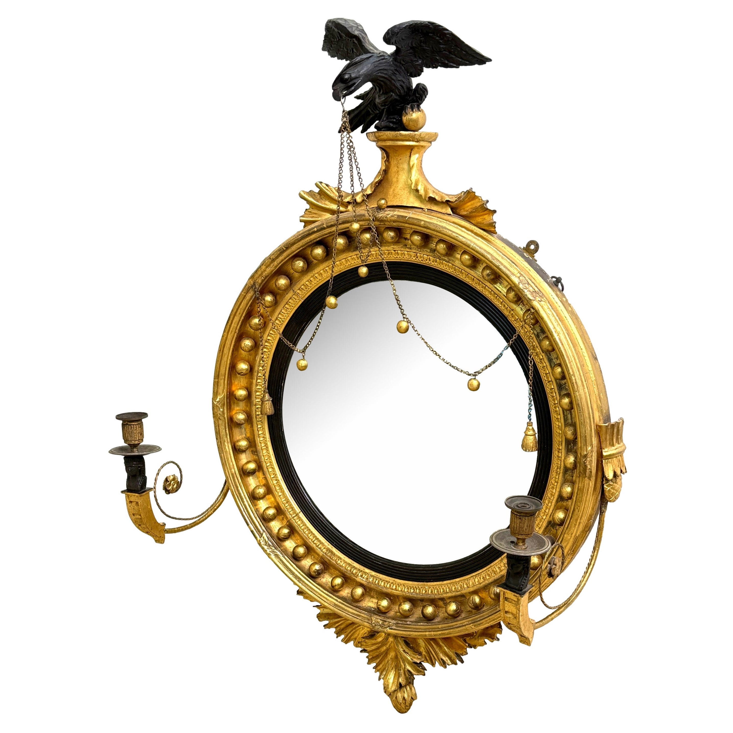Regency Convex Mirror by Thomas Fentham, Giltwood, Circa 1810