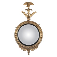 Large 19th Century Regency Giltwood Convex Mirror