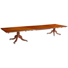 Large 19th Century Regency Mahogany 2-Pedestal Dining Table