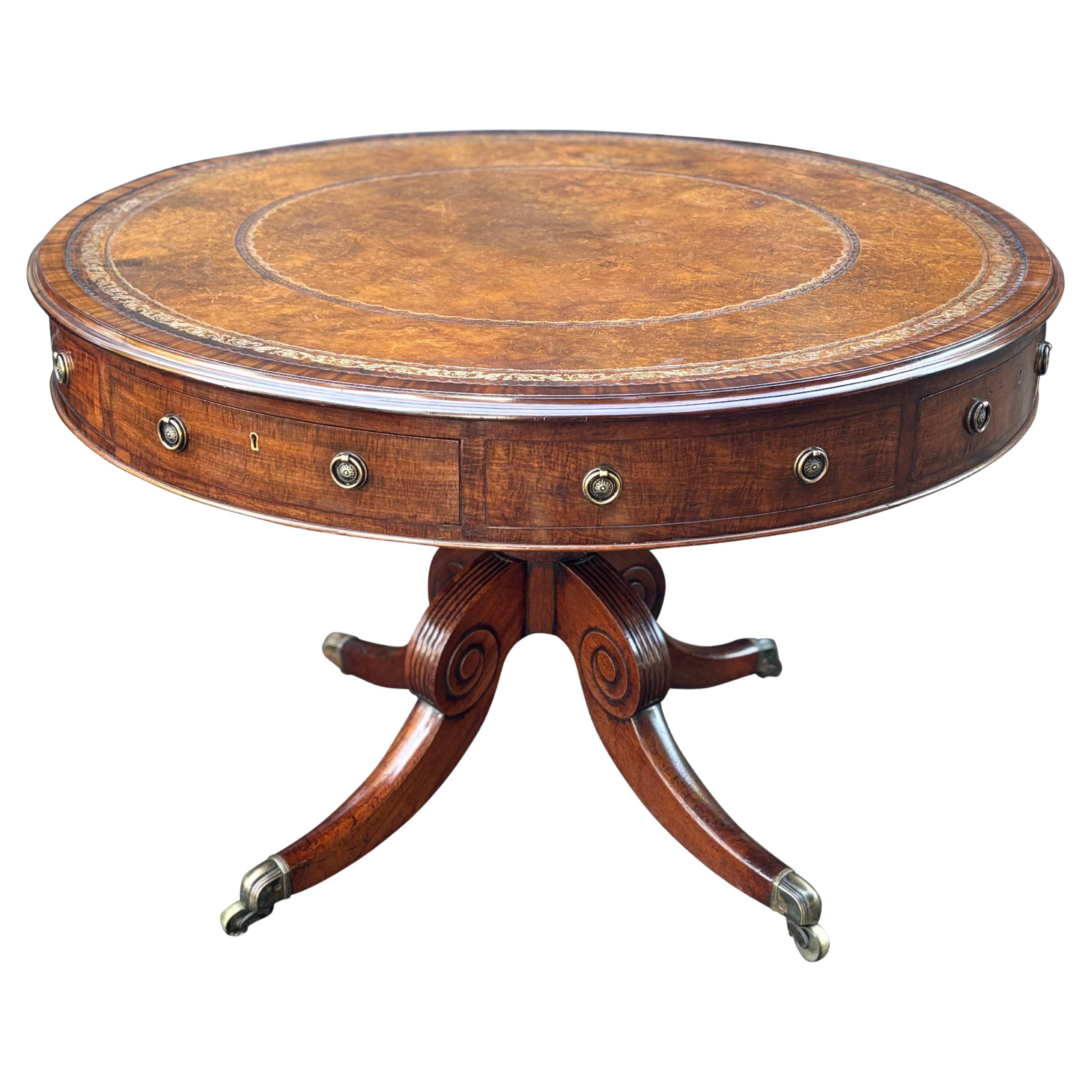 Large 19th Century Regency Period Mahogany Drum Table