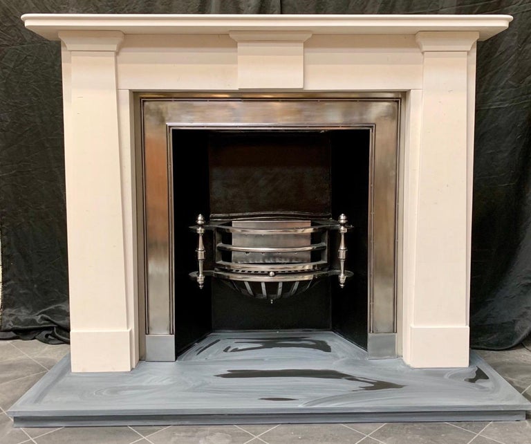 Large 19th Century Regency Style Polished Steel Fireplace Insert