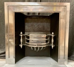 Large 19th Century Regency Style Polished Steel Fireplace Insert