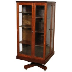 Large 19th Century Revolving Bookcase with Glass Doors