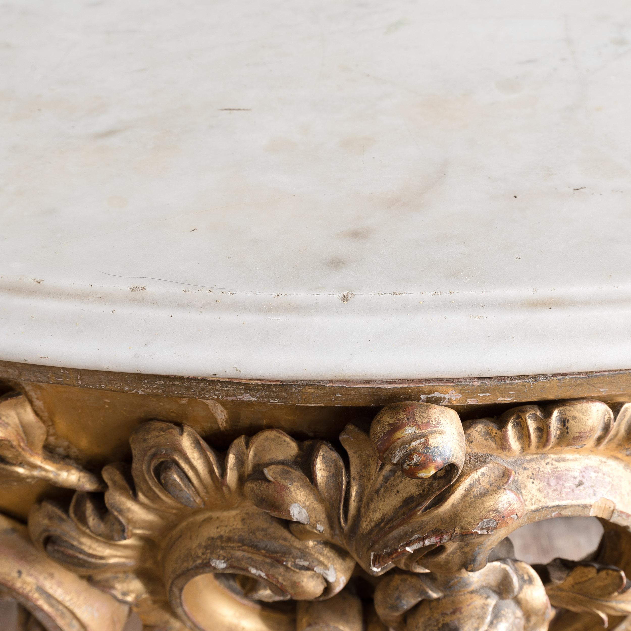 Large 19th Century Rococo Giltwood Console Table For Sale 4