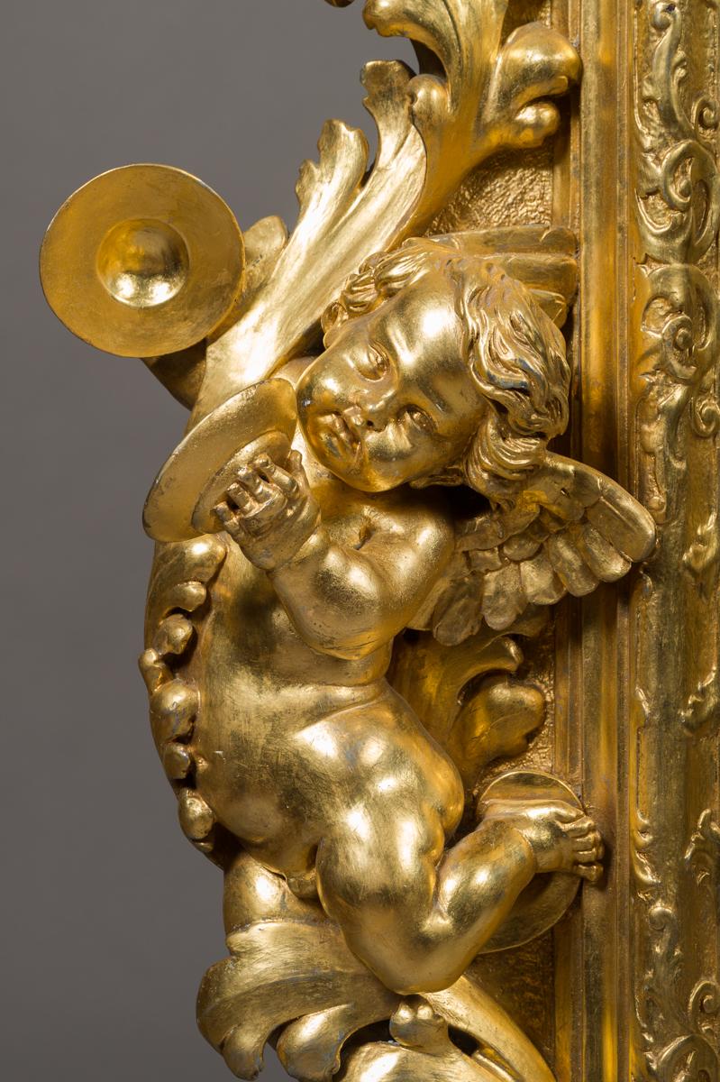 Large French 19th Century Figural Mirror with Cherubs and Swan In Good Condition For Sale In Los Angeles, CA