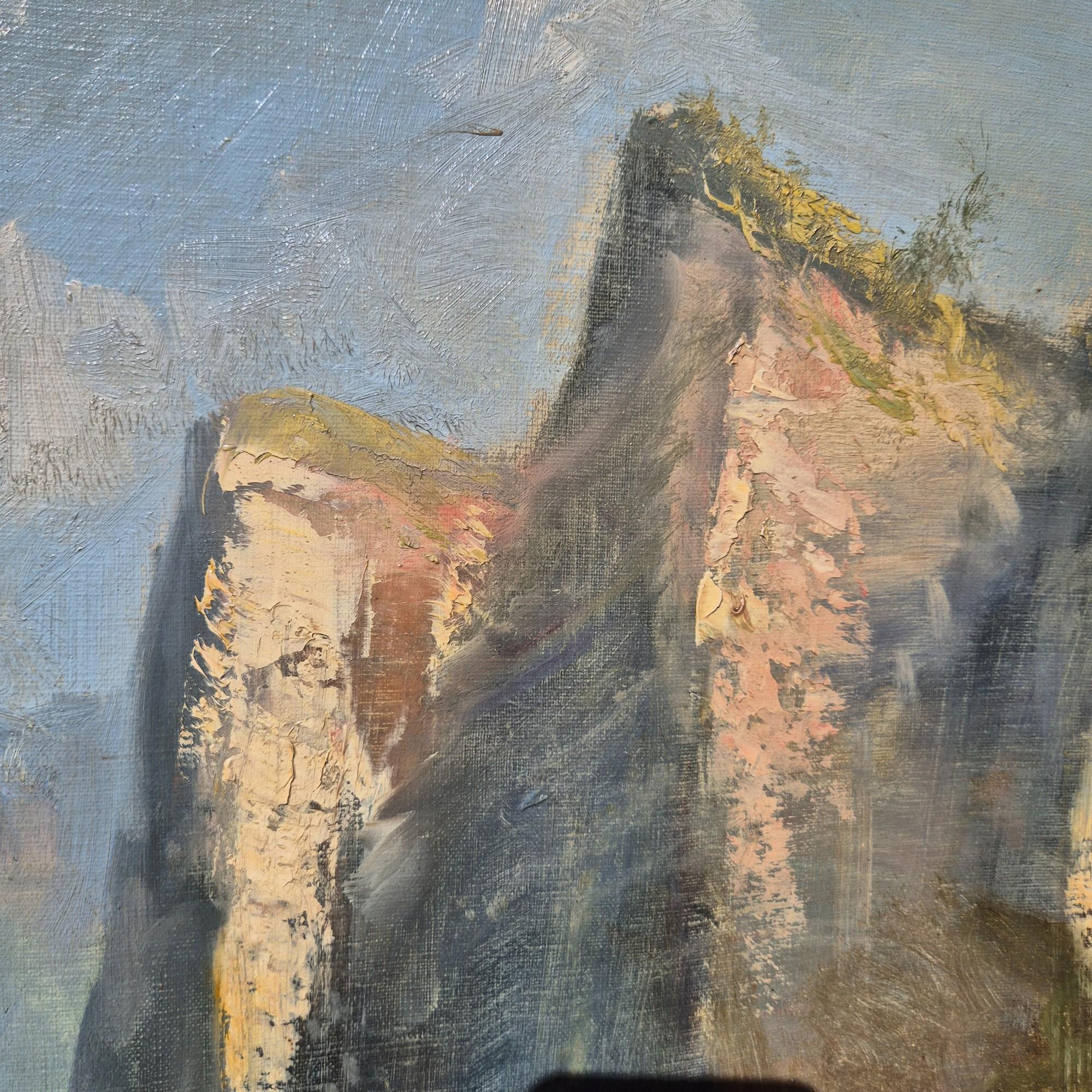 Großes romantisches Landschaftsgemälde des 19. Jahrhunderts von Godchau im Angebot 3