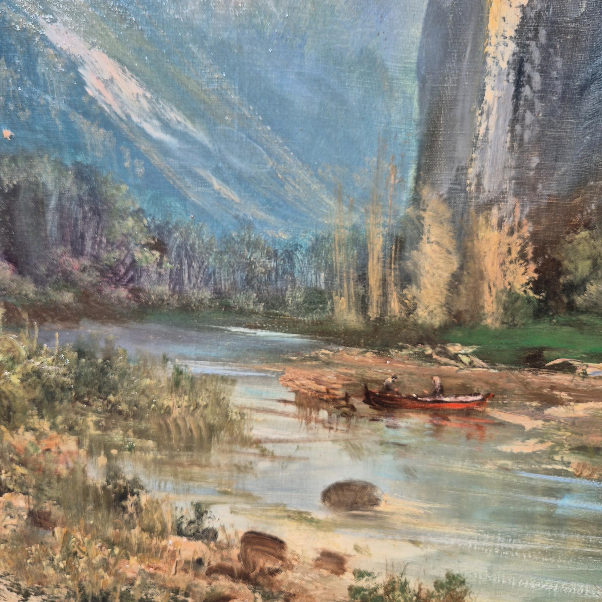 Großes romantisches Landschaftsgemälde des 19. Jahrhunderts von Godchau im Angebot 4