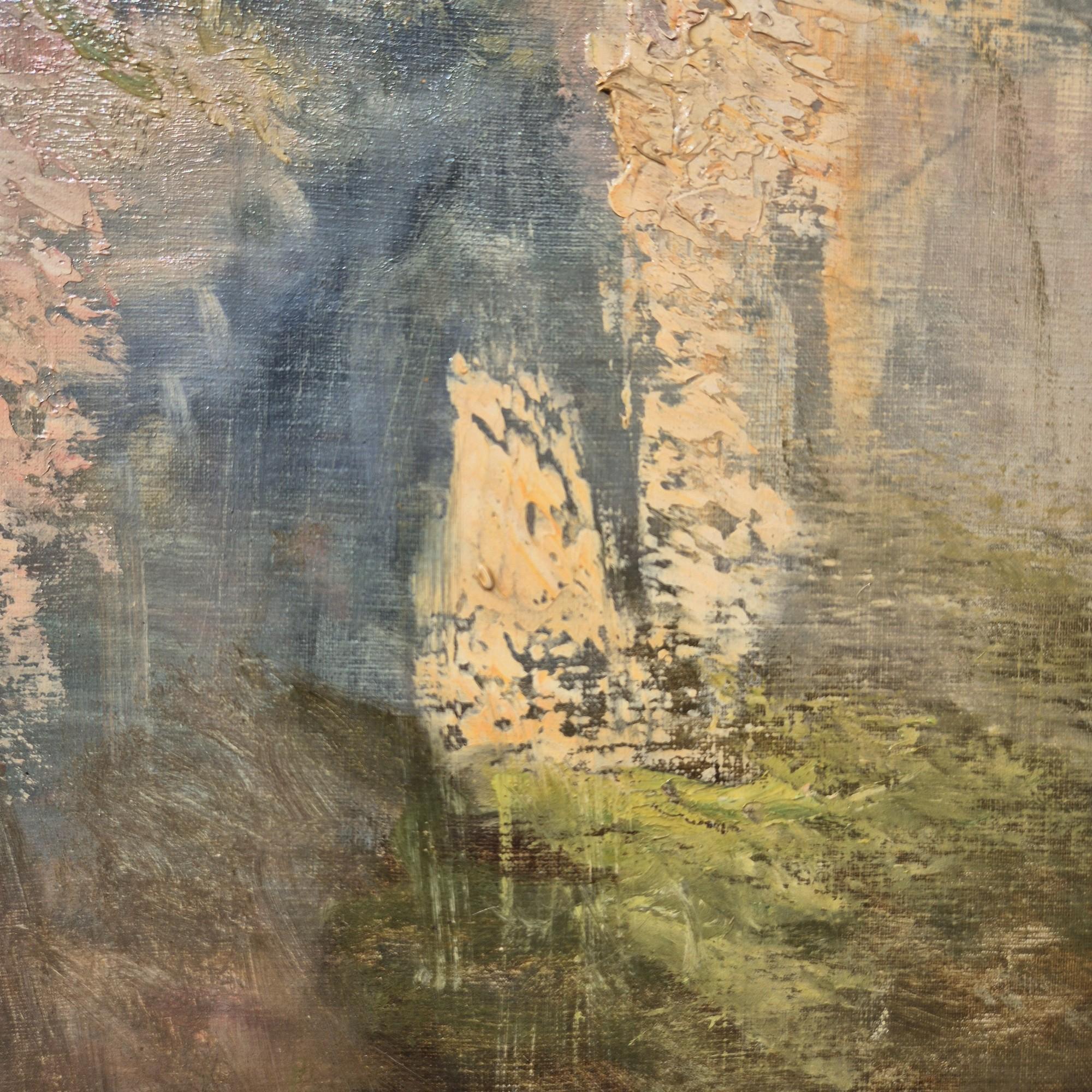 Großes romantisches Landschaftsgemälde des 19. Jahrhunderts von Godchau im Angebot 5