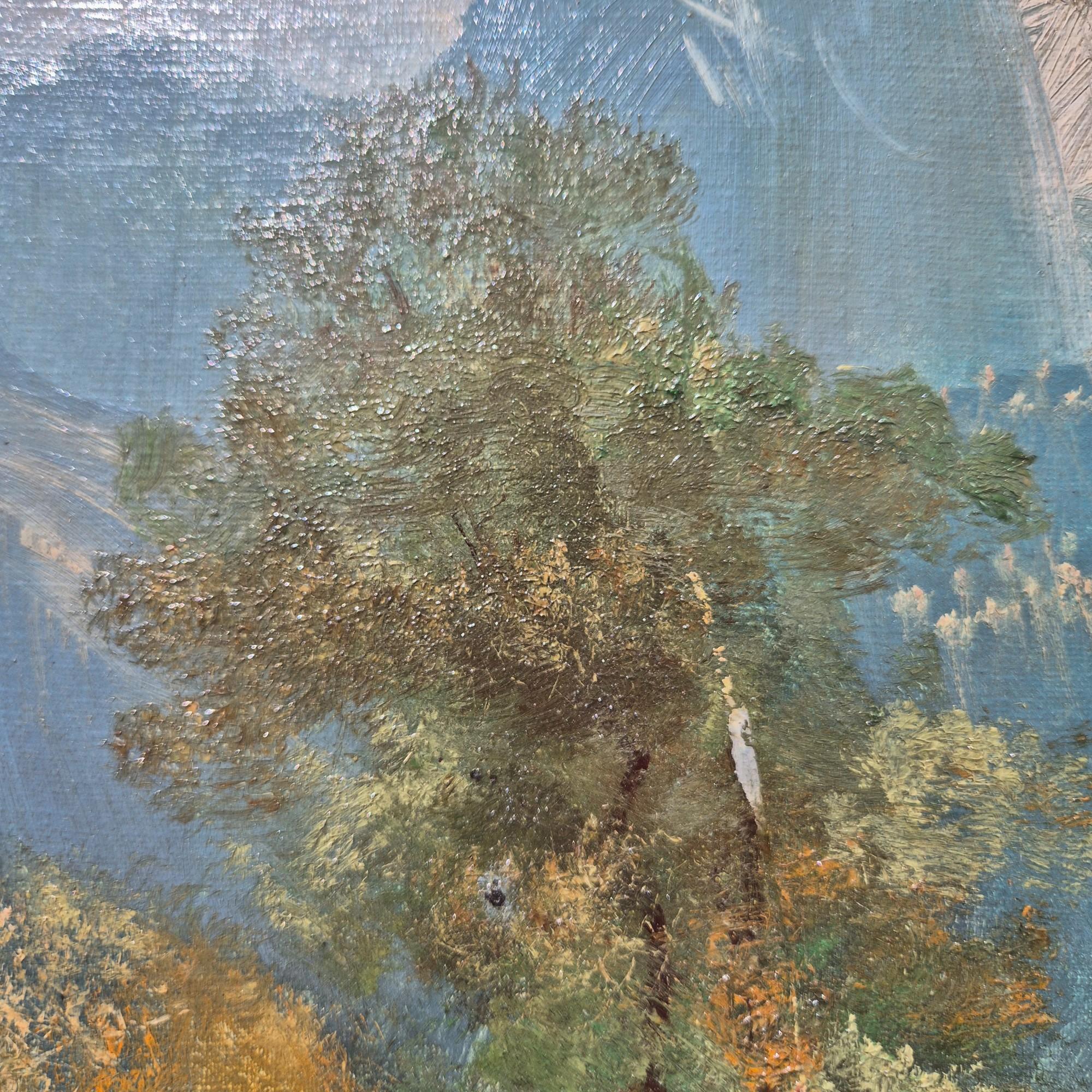 Großes romantisches Landschaftsgemälde des 19. Jahrhunderts von Godchau im Angebot 6