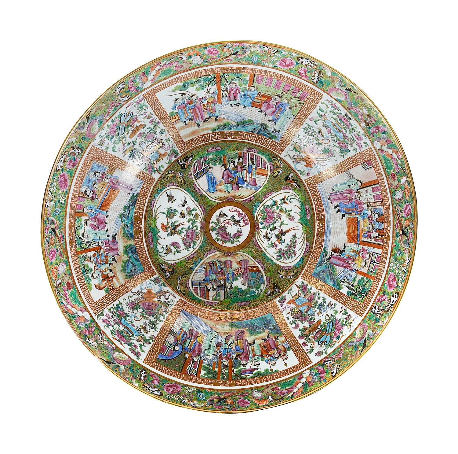 Chinese Large 19th Century Rose medallion bowl, 51cm (20