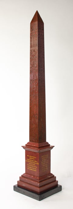 Large 19th Century Rosso Antico Model of the Solar Obelisk, Rome