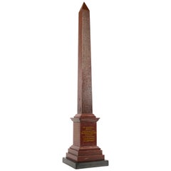 Used Large 19th Century Rosso Antico Model of the Solar Obelisk, Rome