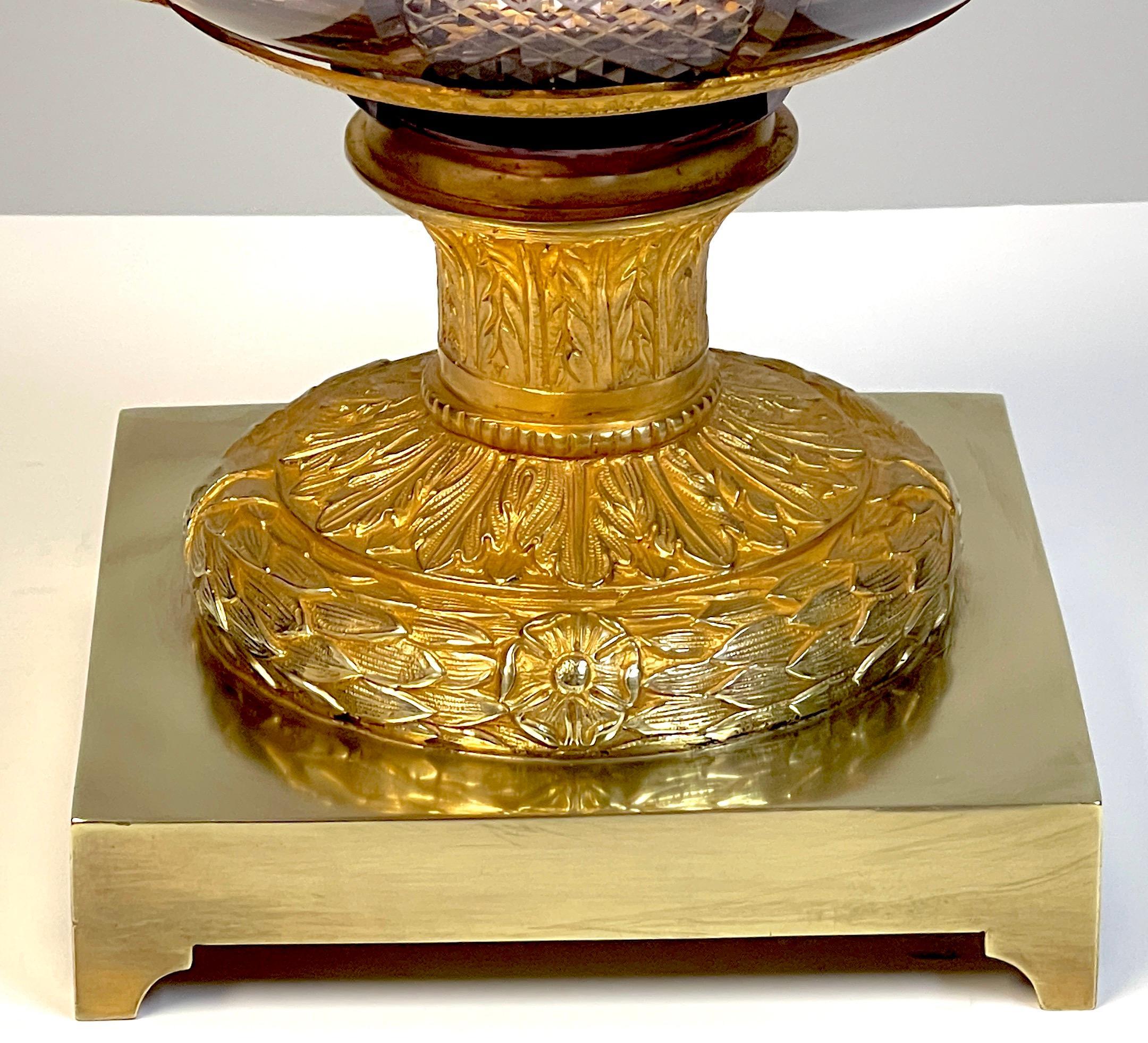 Large 19th Century Russian Neoclassical Ormolu and Amethyst Cut Glass Vase For Sale 9