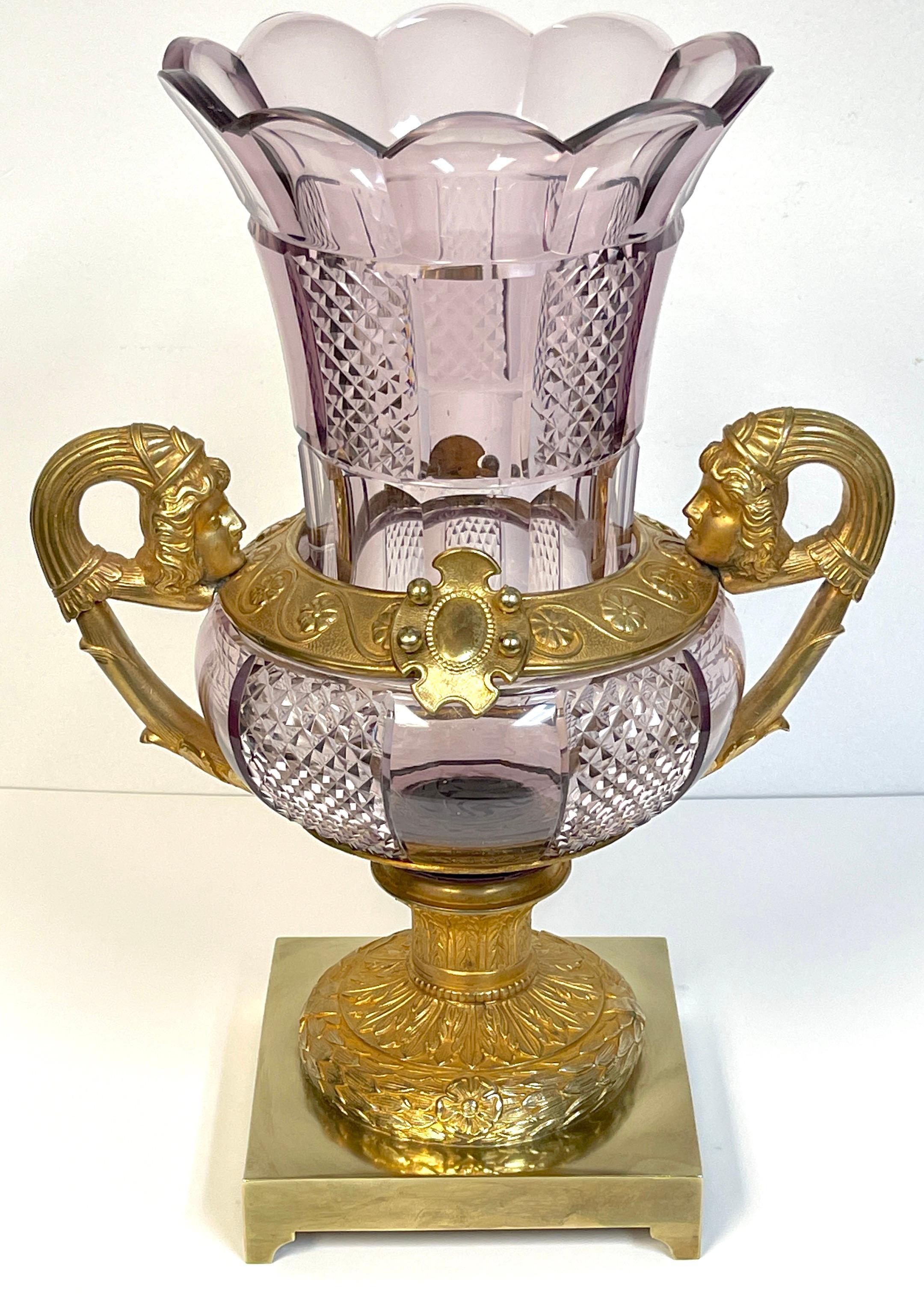 Large 19th Century Russian Neoclassical Ormolu and Amethyst Cut Glass Vase For Sale 5