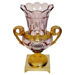 Large 19th Century Russian Neoclassical Ormolu and Amethyst Cut Glass Vase