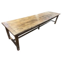 Antique Large 19th Century Rustic Oak Farmhouse Table with One Drawer