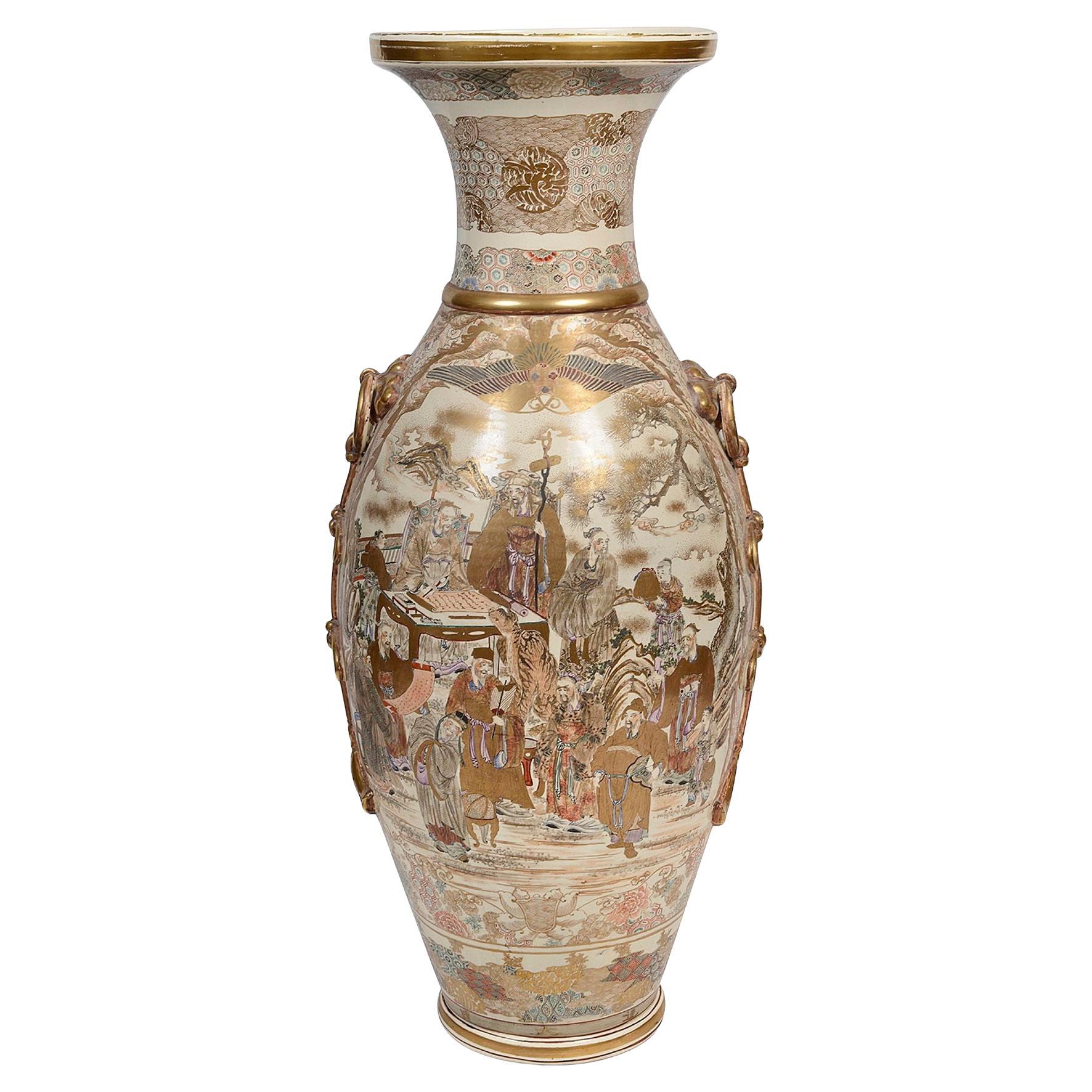 Große Satsuma-Vase aus dem 19. Jahrhundert.