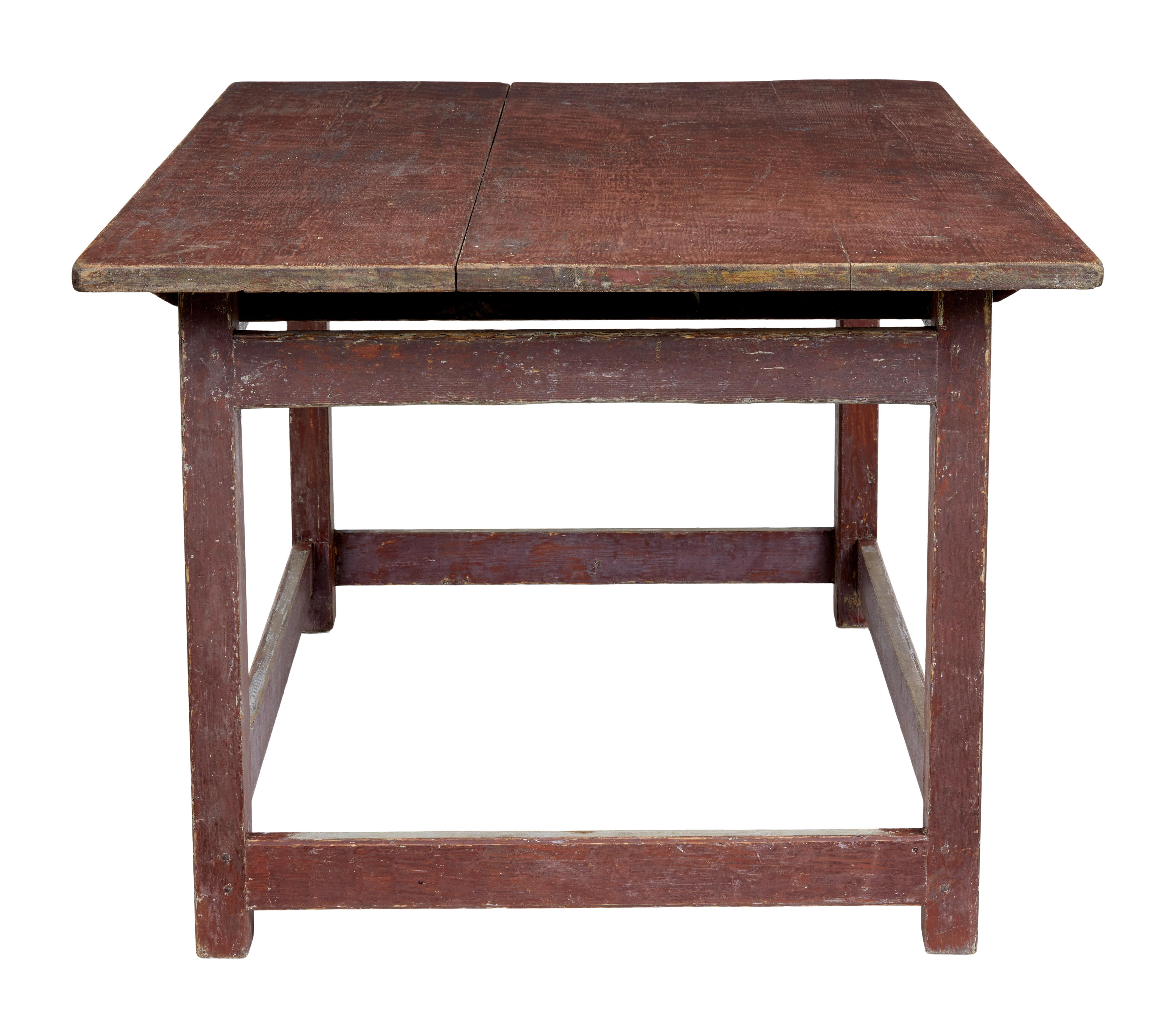 Hand-Painted Large 19th Century Scandinavian Pine Painted Table
