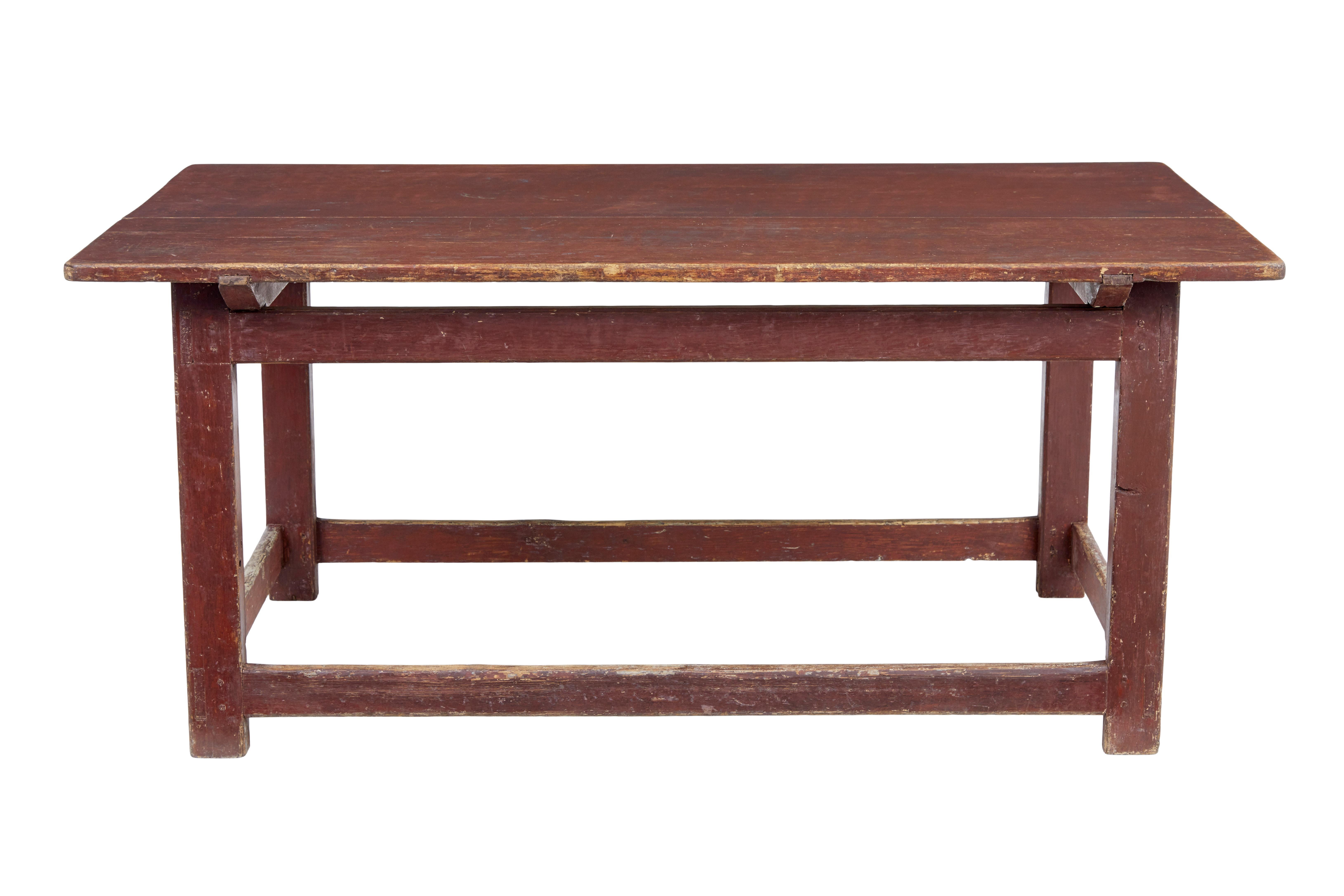 Hand-Crafted Large 19th century Scandinavian pine painted table For Sale