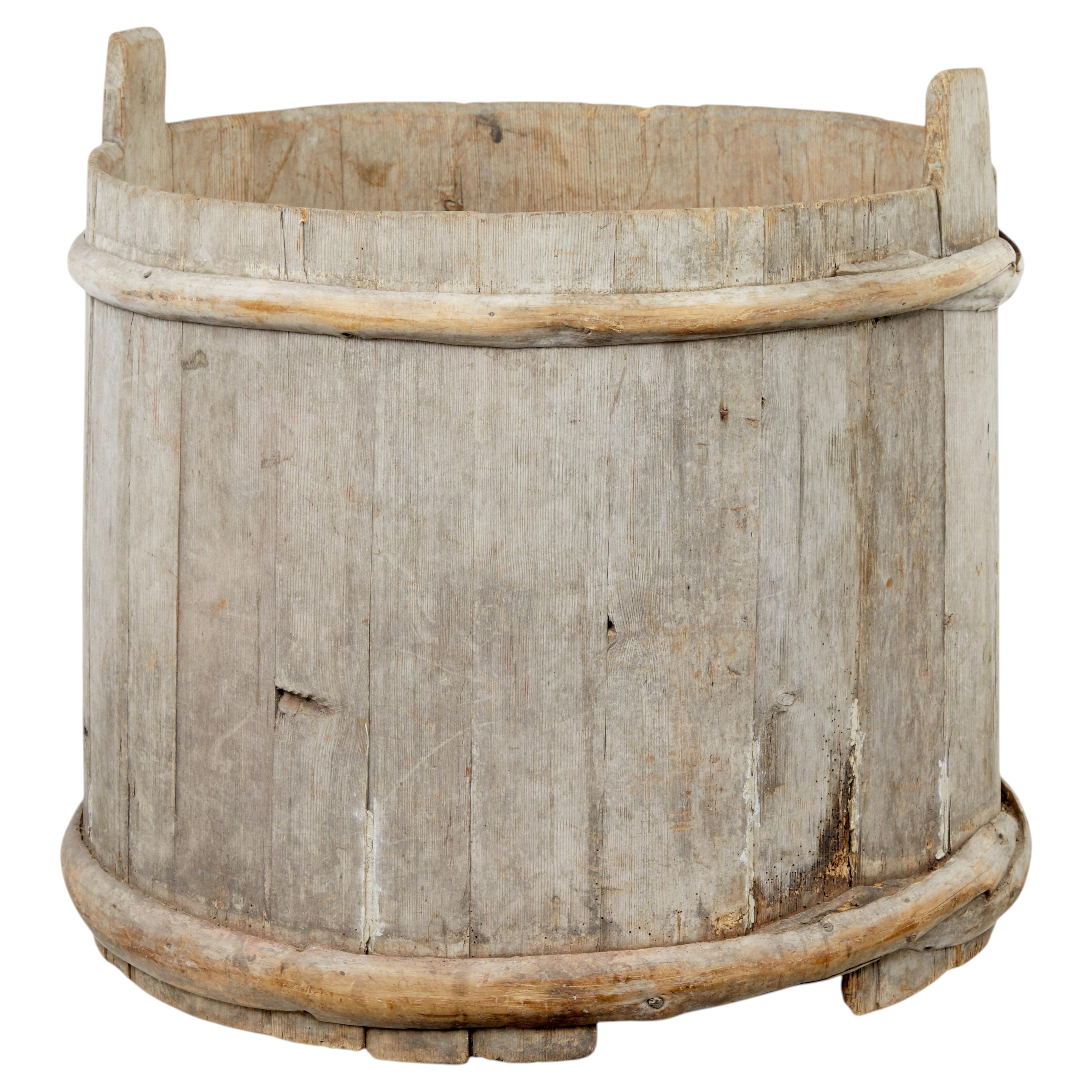 Large 19th century Scandinavian pine storage barrel