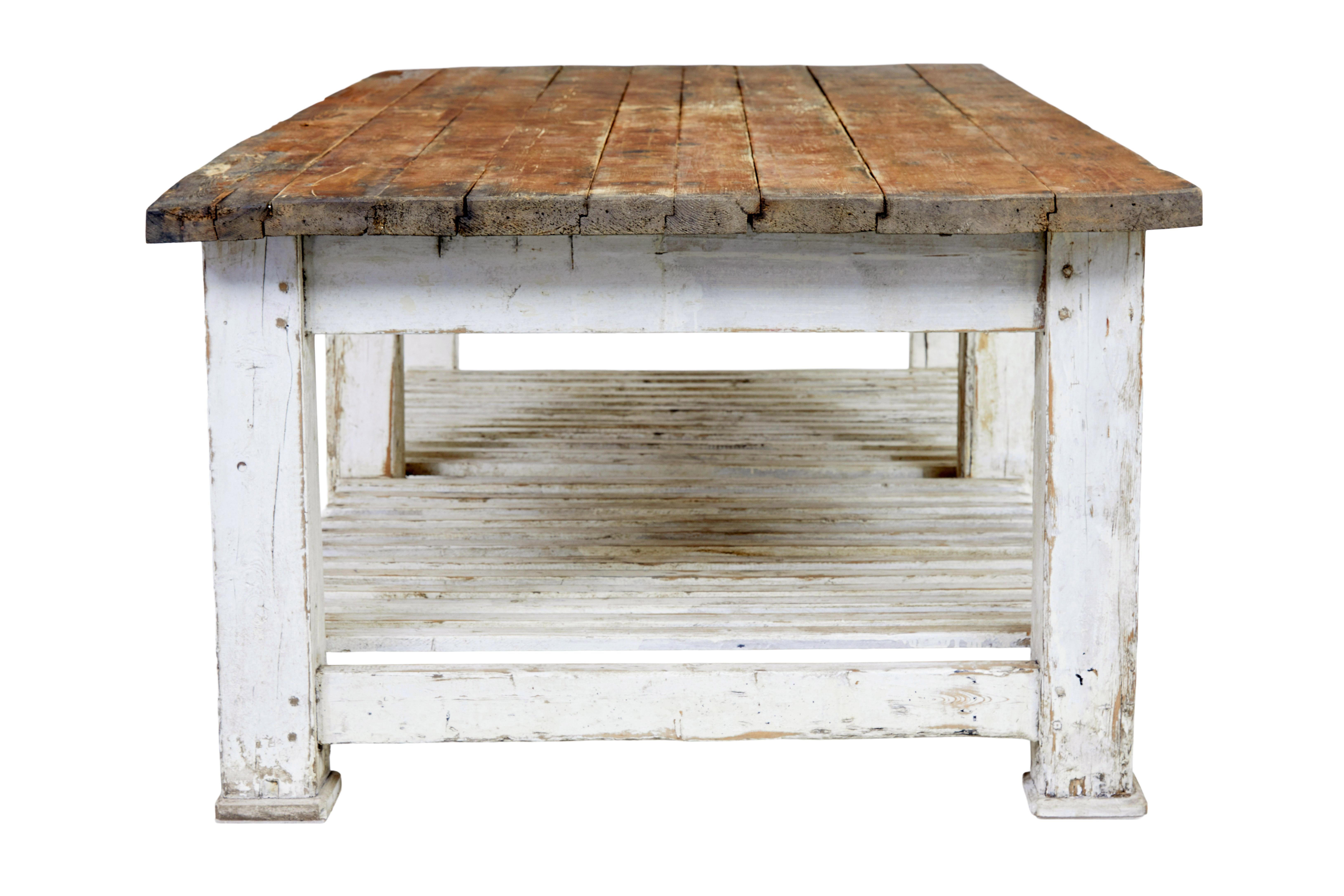Rustic Large 19th century Scandinavian solid pine work table For Sale
