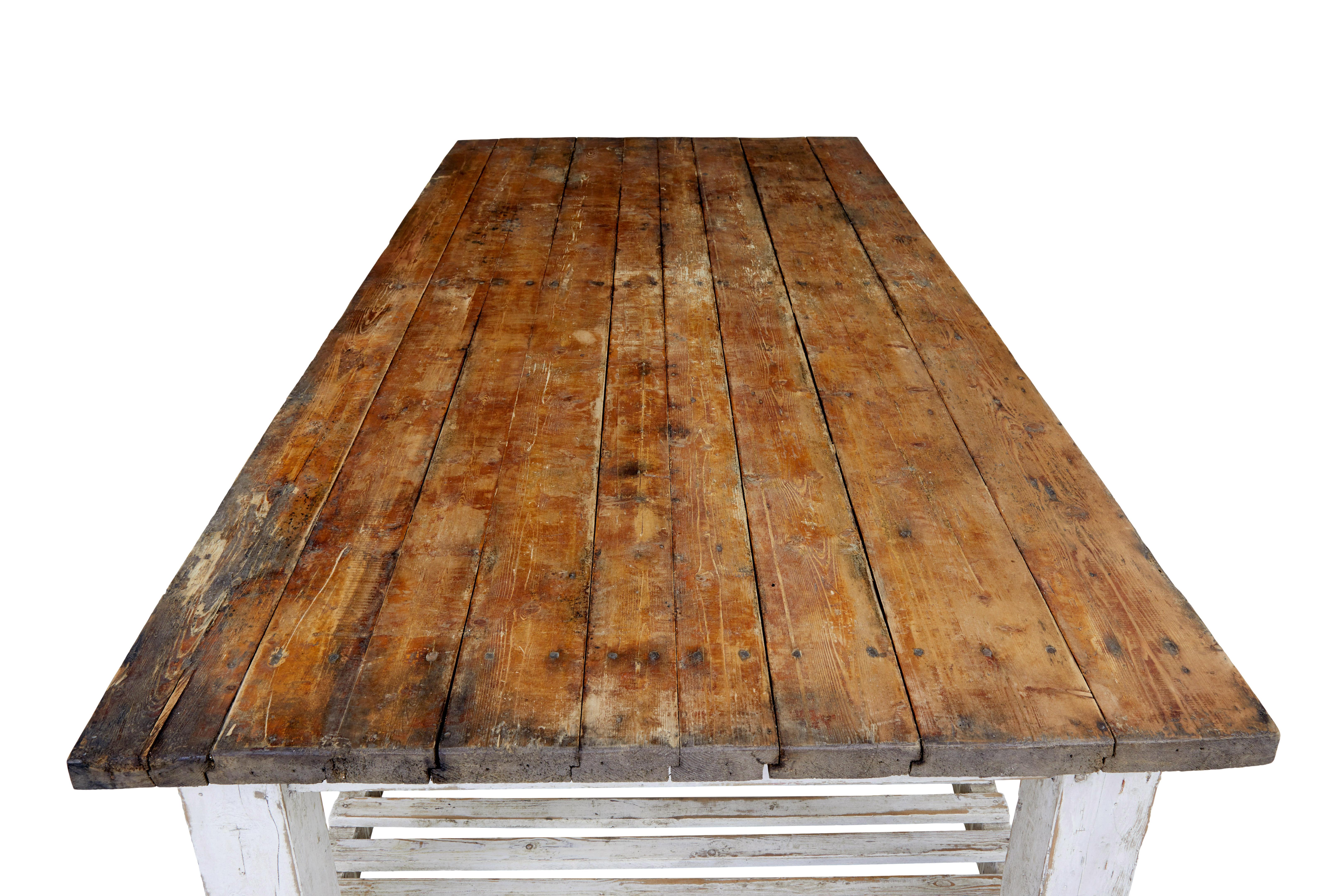 Pine Large 19th century Scandinavian solid pine work table For Sale