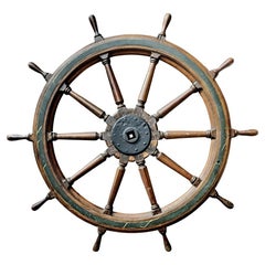 19th Century Schooner Ship's Wheel Ten Spoke Large