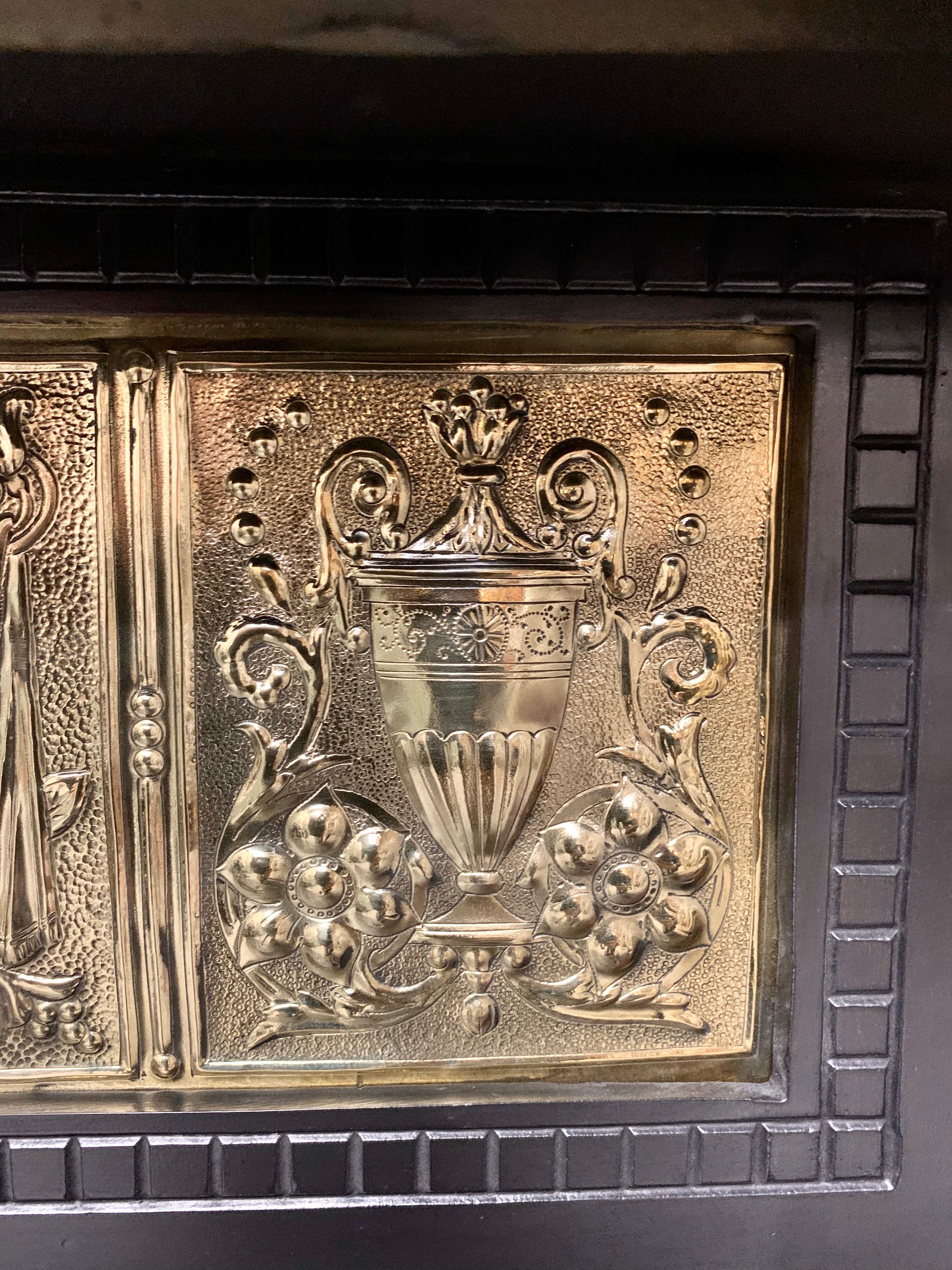 Large 19th Century Scottish Cast Iron and Brass Fireplace Insert 3