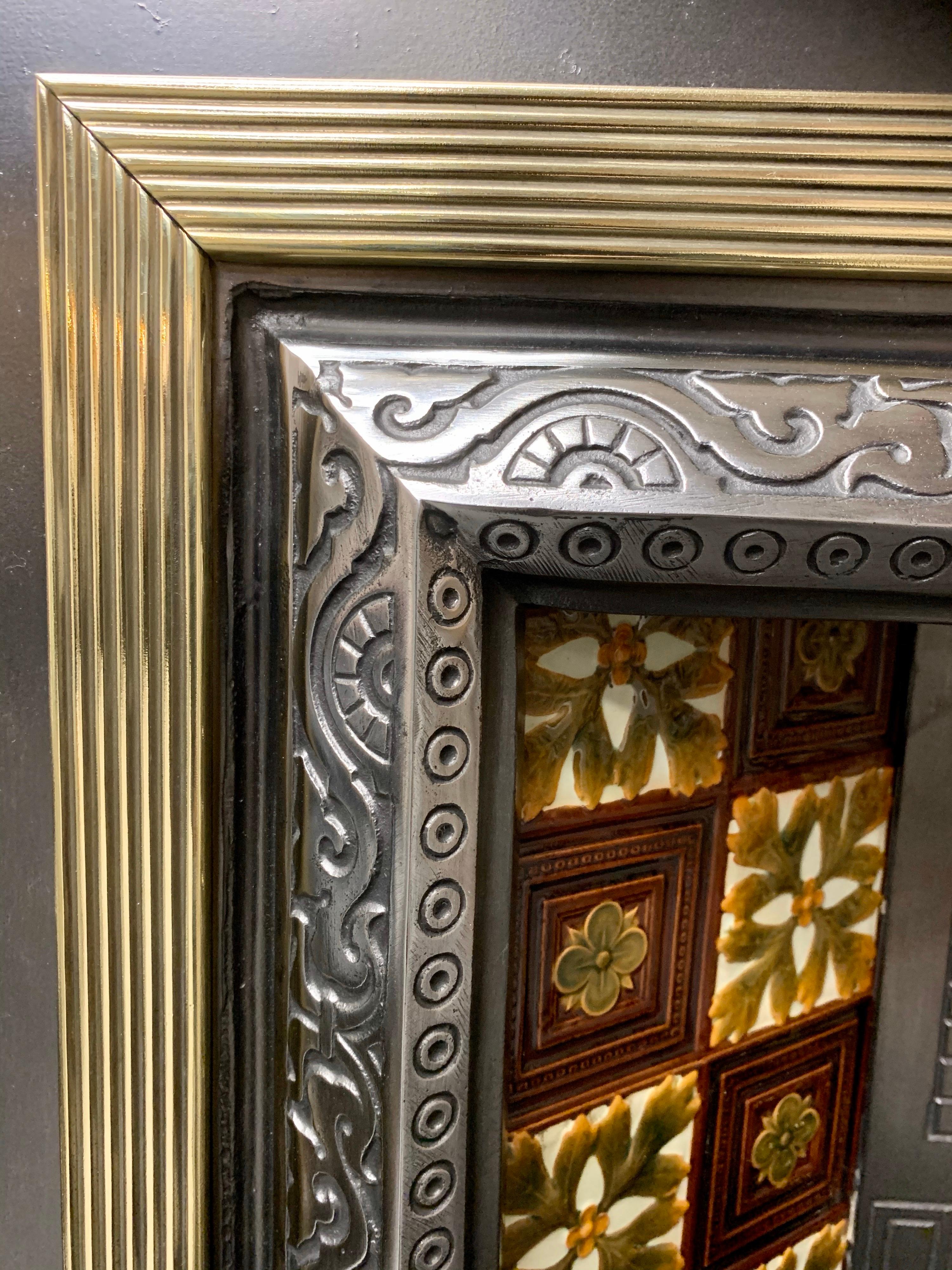 Large 19th Century Scottish Cast Iron and Brass Fireplace Insert 1