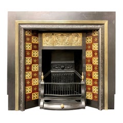 Large 19th Century Scottish Cast Iron and Brass Fireplace Insert