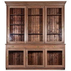 Antique Large 19th Century Scottish Pine Glazed Bookcase / Display Cabinet