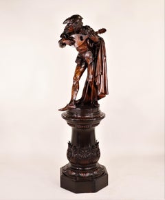 Large 19th Century Sculpture of Mandolin Player by Valentino Panciera Besarel