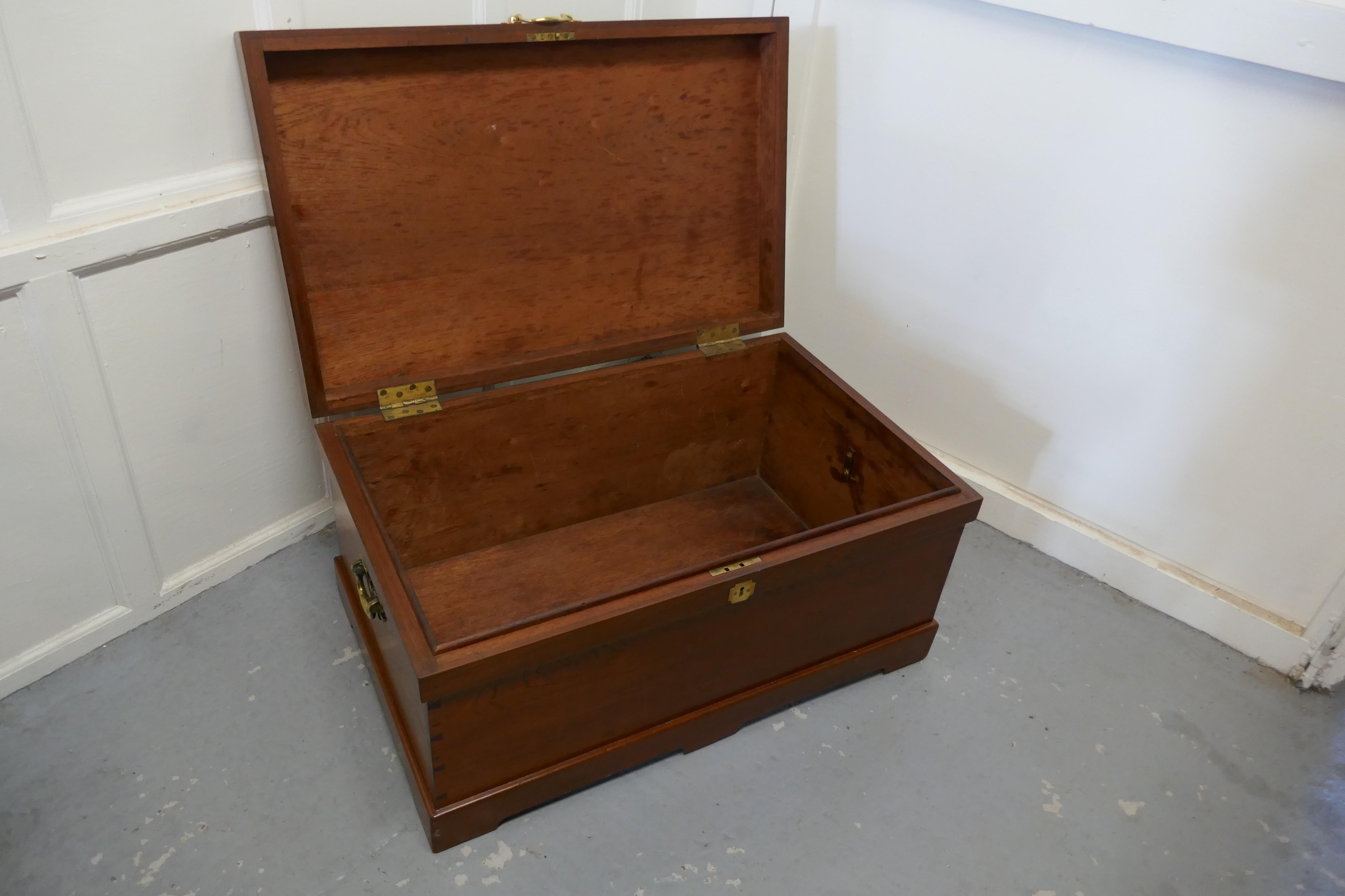 Large 19th Century Sea Chest with, Brass Handles, Coffee Table In Good Condition In Chillerton, Isle of Wight