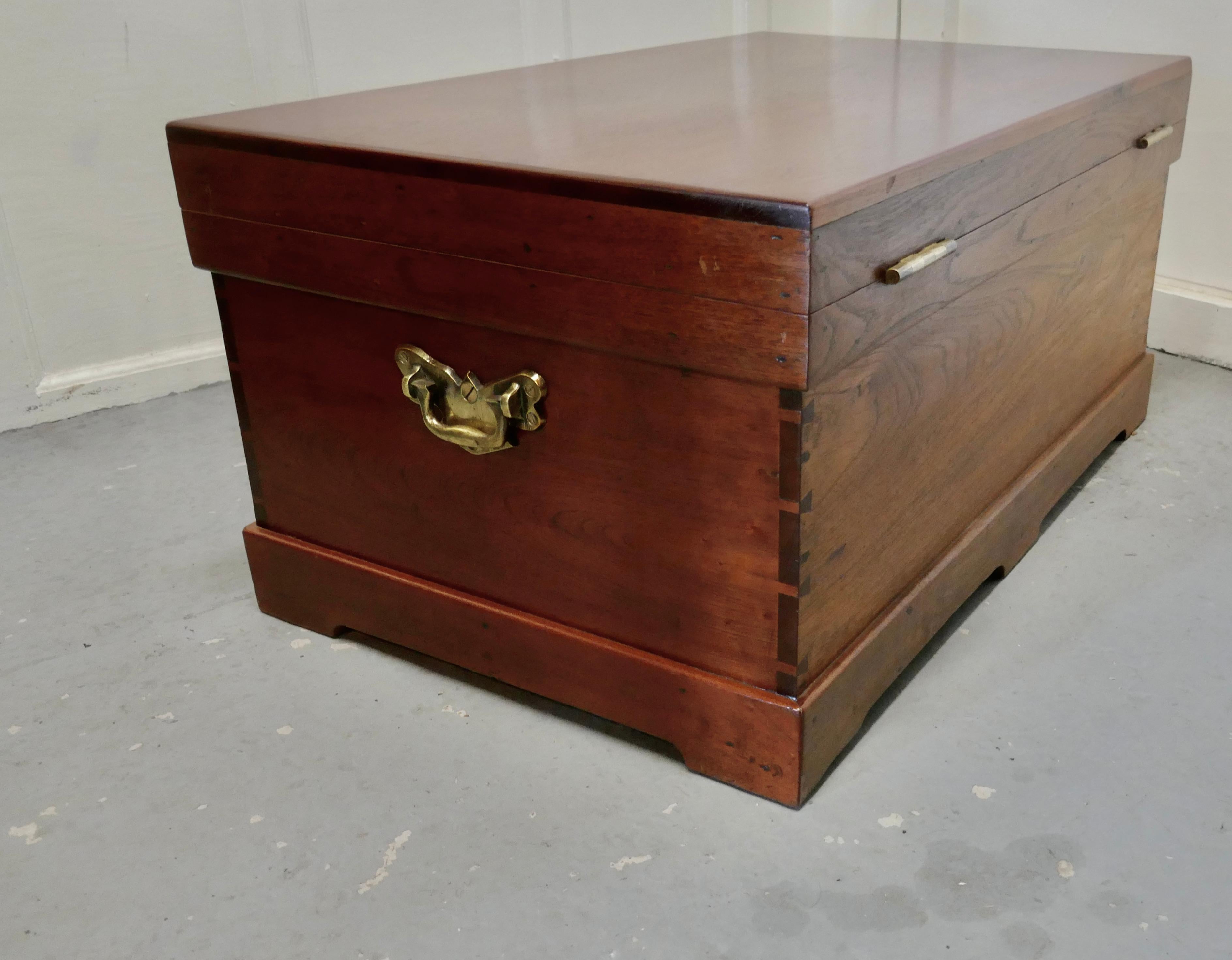 Mahogany Large 19th Century Sea Chest with, Brass Handles, Coffee Table
