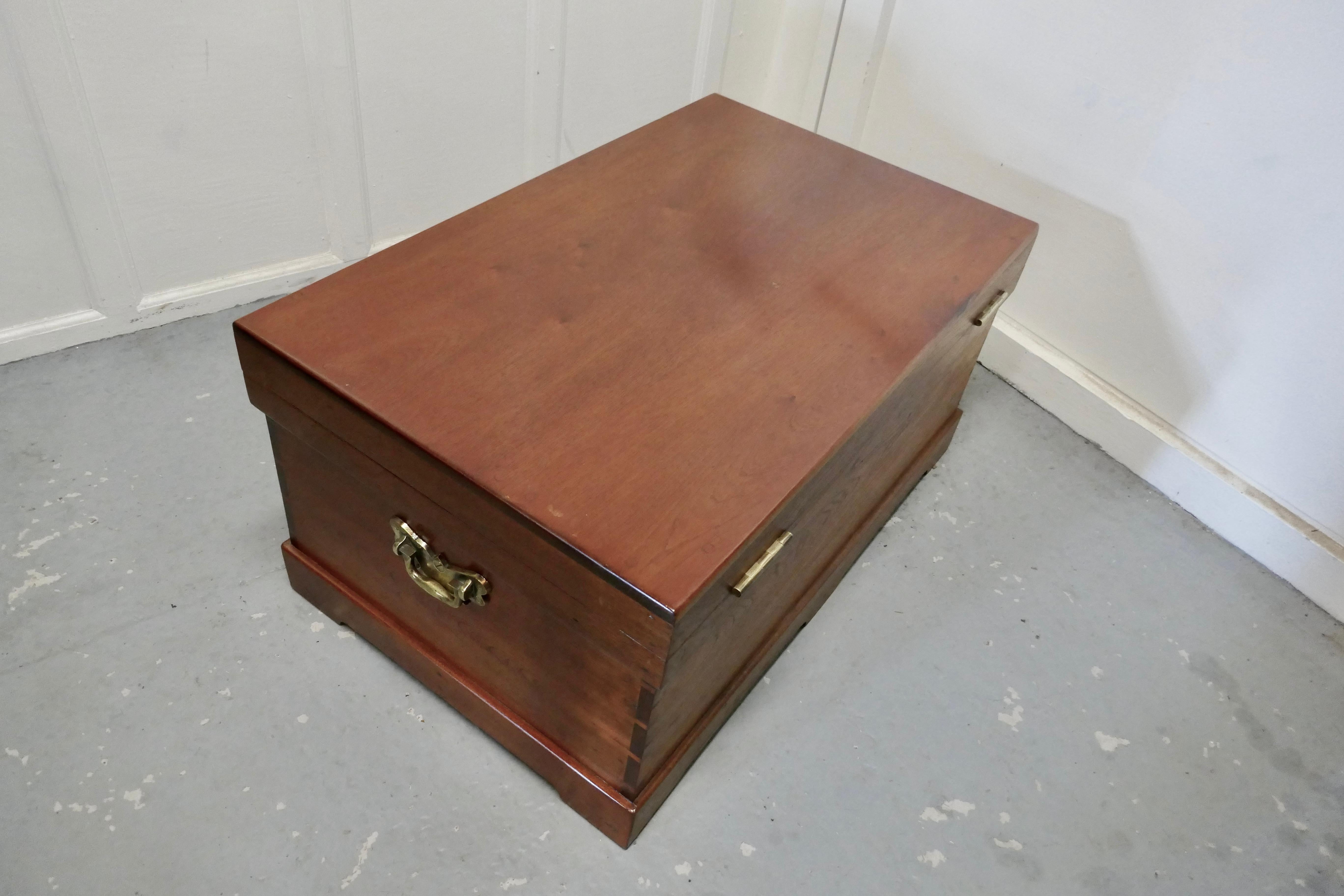 Large 19th Century Sea Chest with, Brass Handles, Coffee Table 1