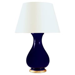 Large 19th Century Sevres Blue Porcelain Vase as a Table Lamp with Giltwood Base
