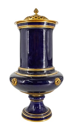 Large 19th Century Sevres Cobalt Blue Glazed Centerpiece Vase