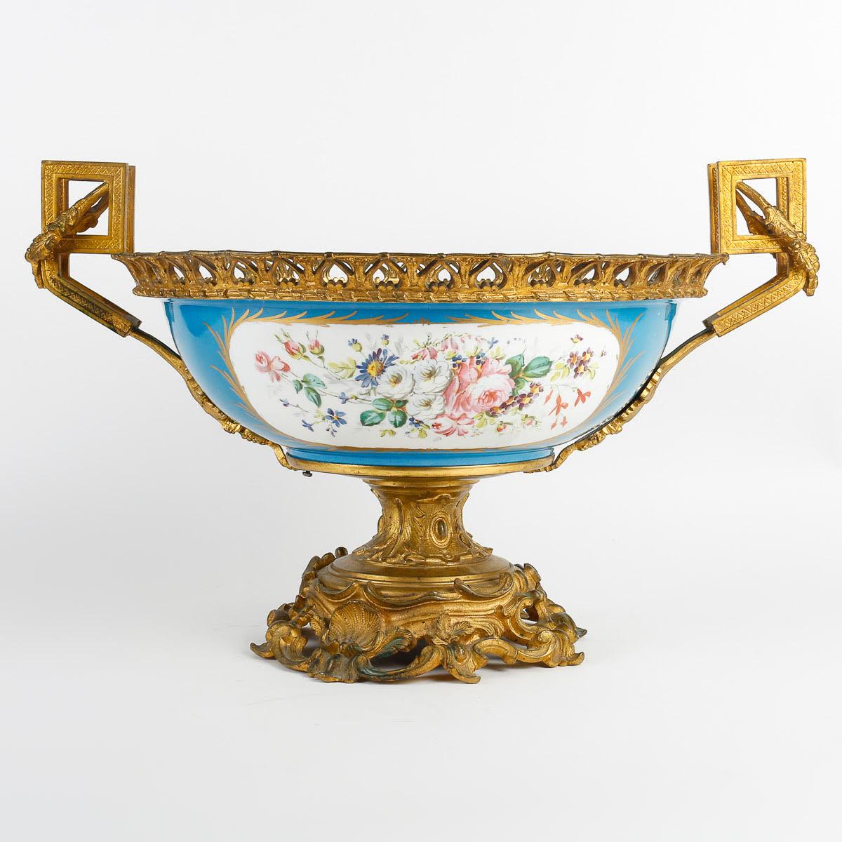 Bronze Large 19th Century Sèvres Porcelain Bowl, Napoleon III Period.