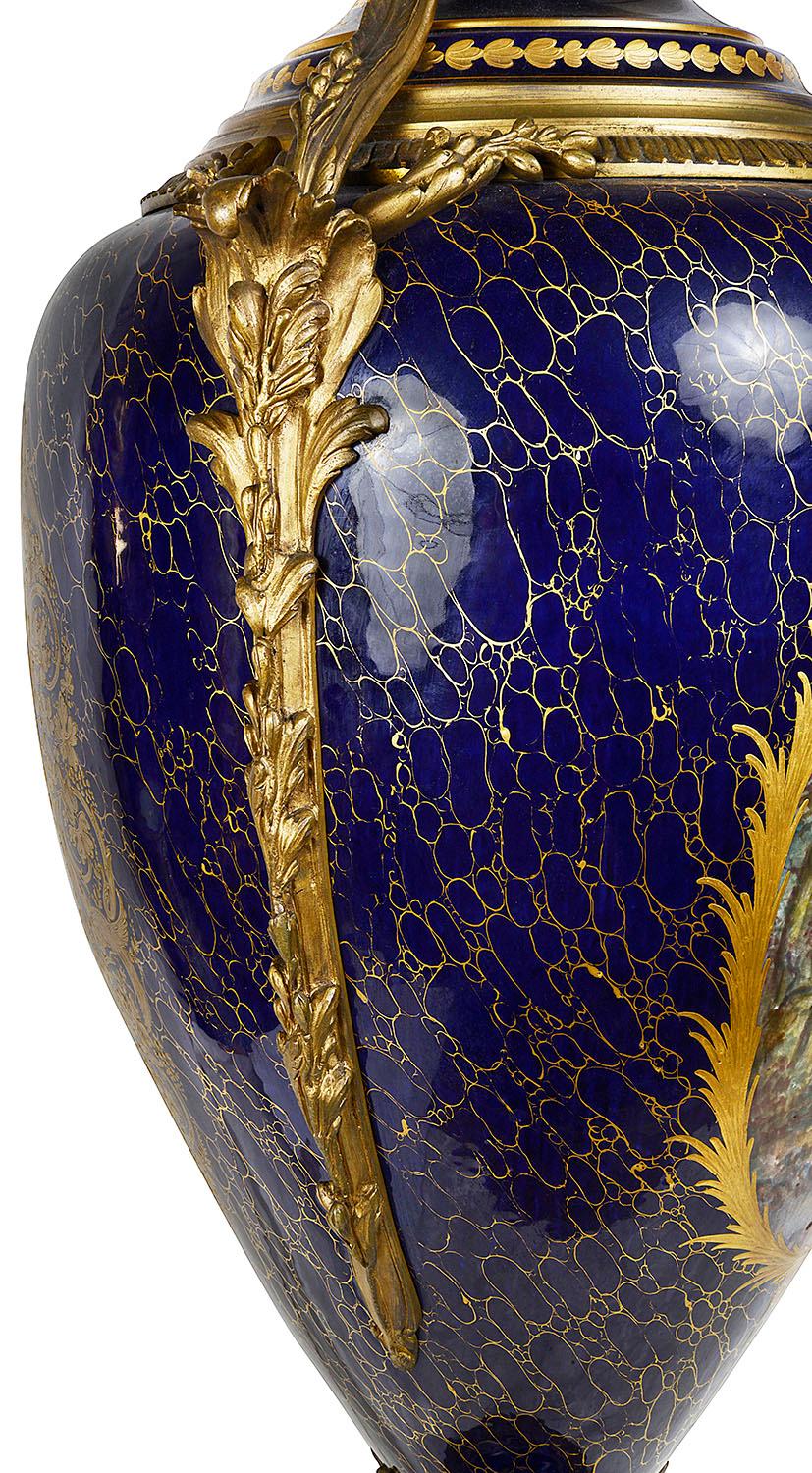 Large 19th Century Sèvres Style Porcelain Lidded Vase For Sale 2