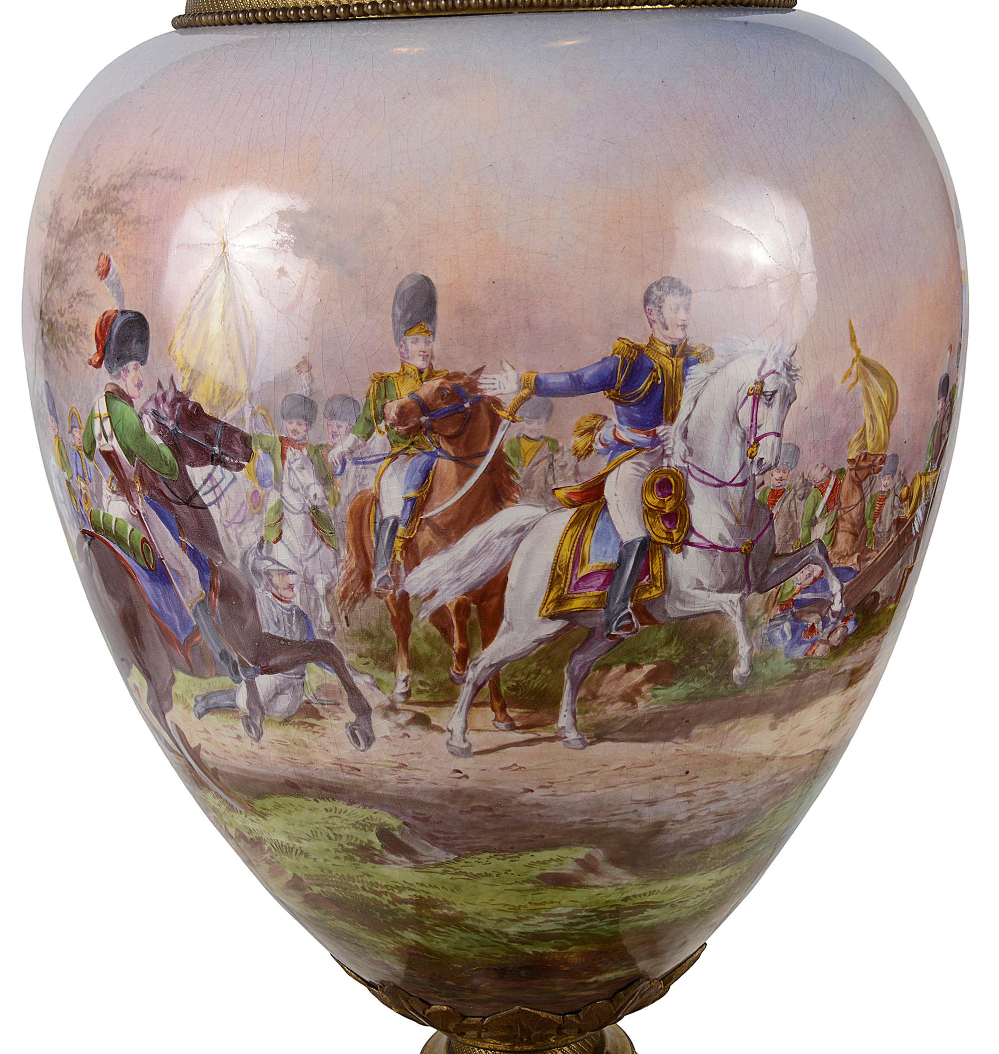 French Large 19th Century Sevres Style Vase, Depicting Napoleon For Sale