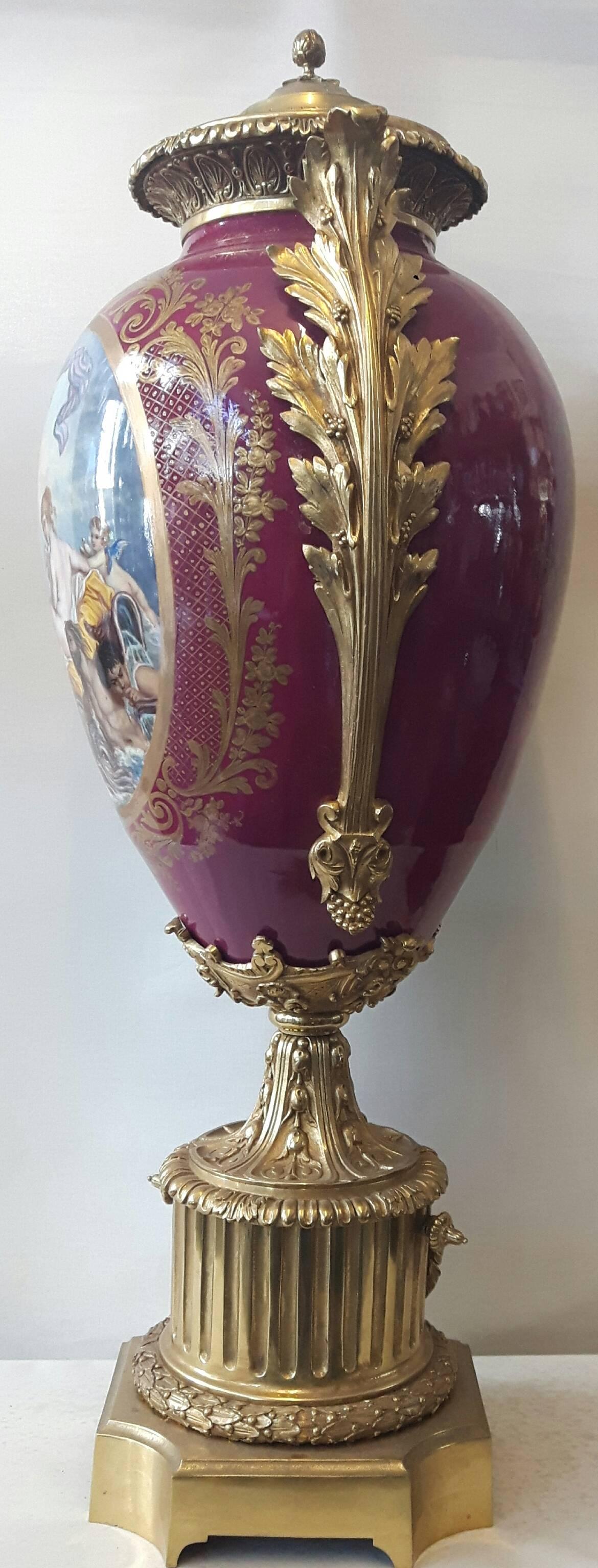 Louis XIII Large 19th Century Sevres, Style Vase For Sale