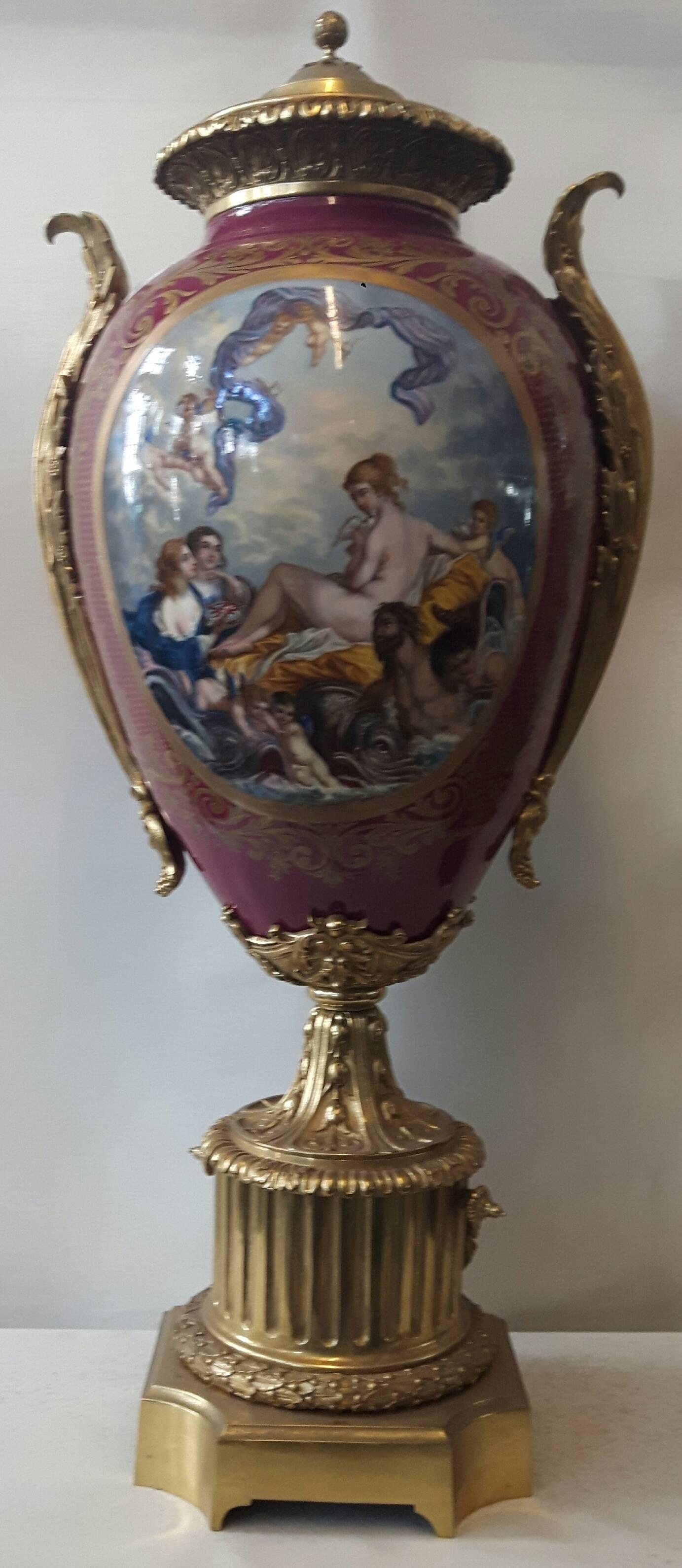 French Large 19th Century Sevres, Style Vase For Sale