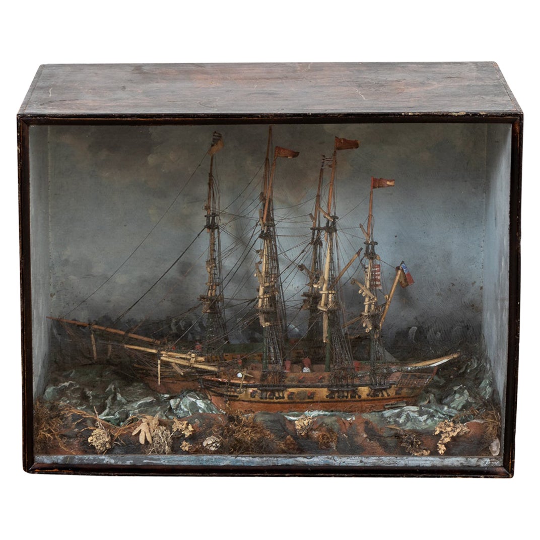 Large 19th Century Ship Diorama USS Chesapeake For Sale