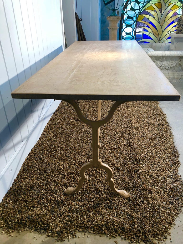 Napoleon III Large 19th Century Signed French Marble-Topped Cast Iron Table For Sale