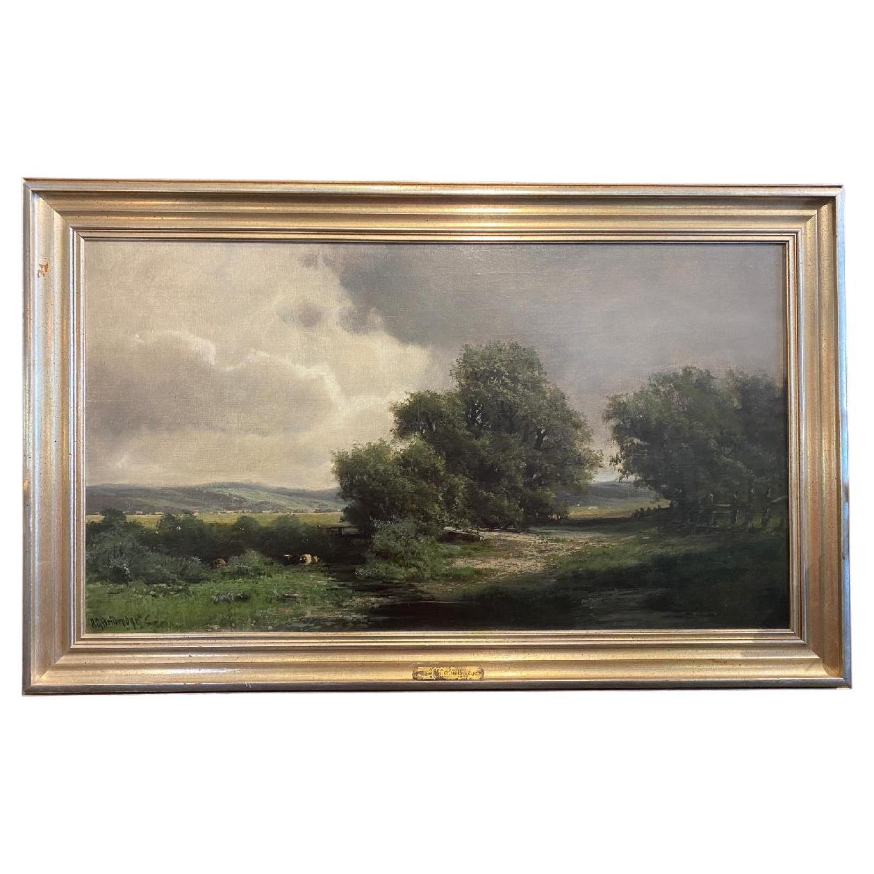 Large 19th Century Signed Oil on Board Painting of Napa Valley by R.G. Holdredge