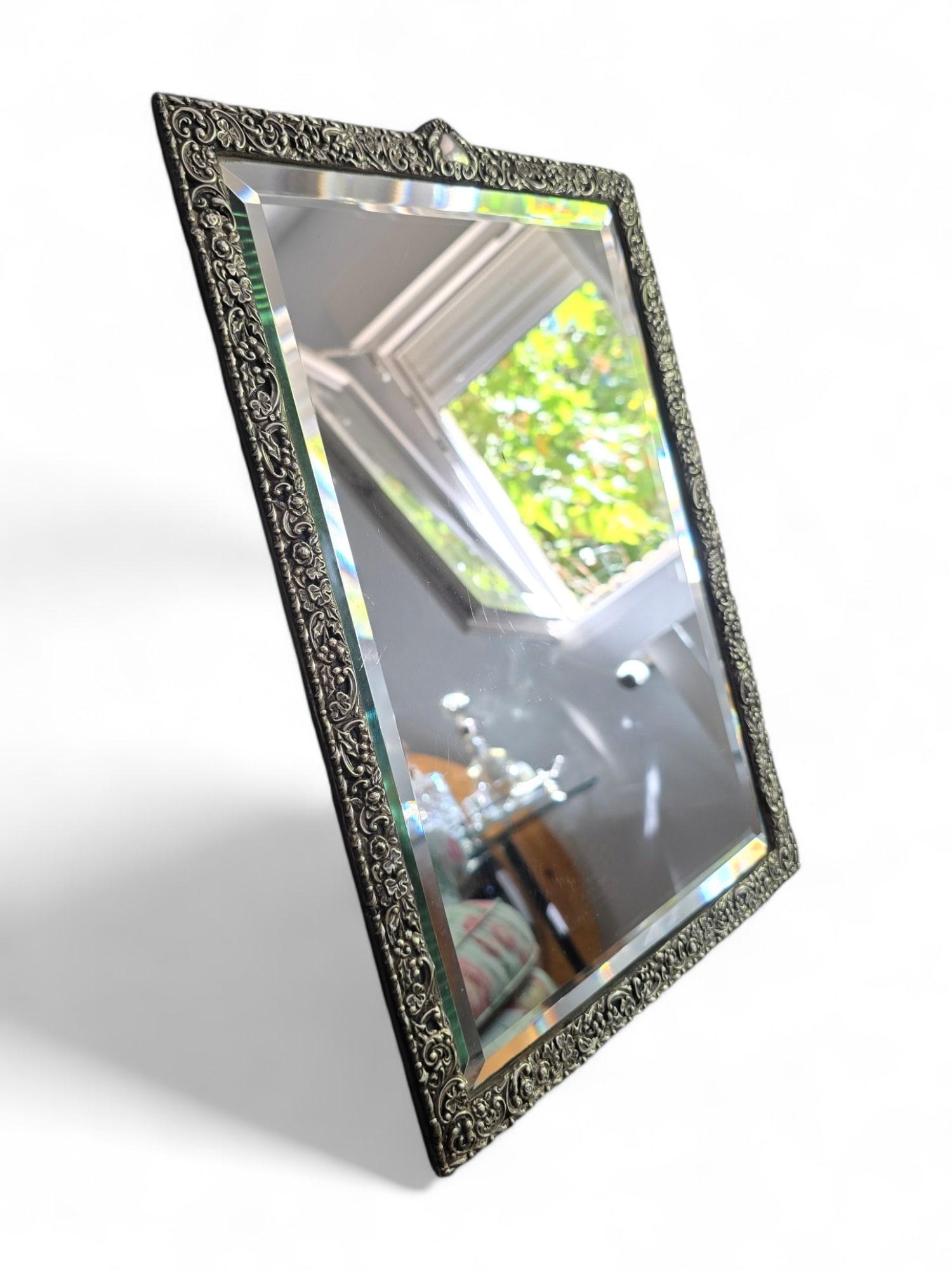 Sterling Silver Large 19th Century Silver Mirror with Ornate Frame - French Craftsmanship For Sale