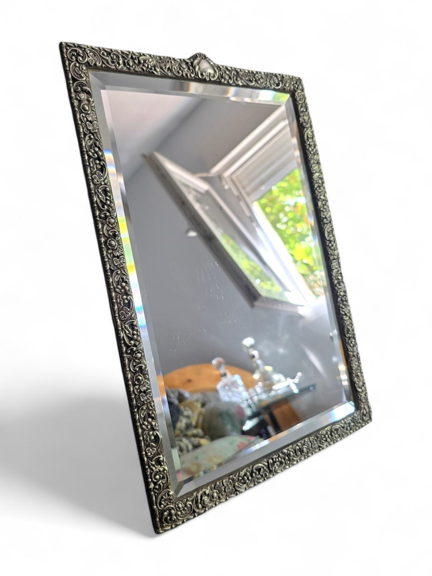Large 19th Century Silver Mirror with Ornate Frame - French Craftsmanship For Sale 1