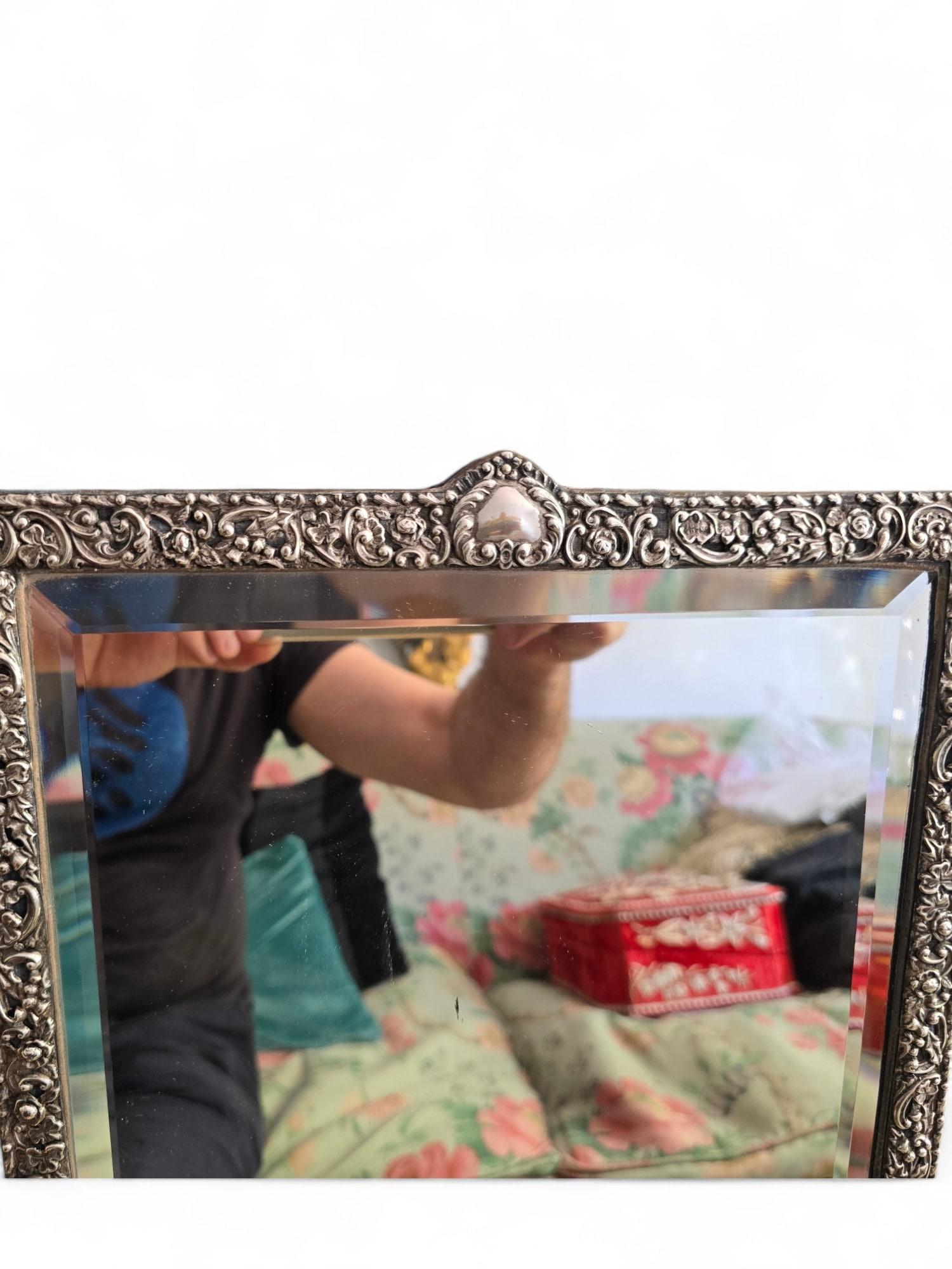 Large 19th Century Silver Mirror with Ornate Frame - French Craftsmanship For Sale 2
