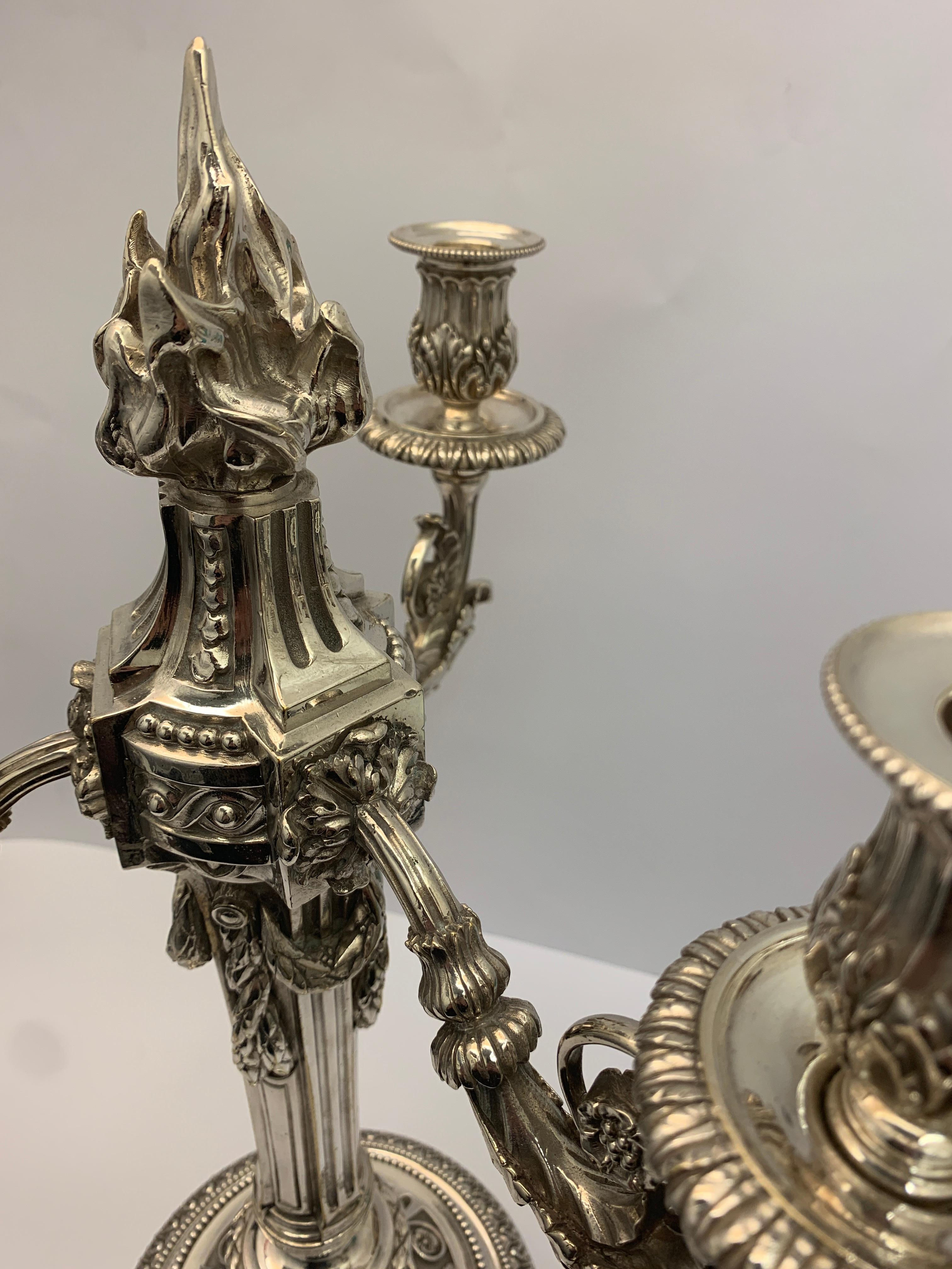 European Large 19th Century Silver Plated Bronze Candelabra For Sale