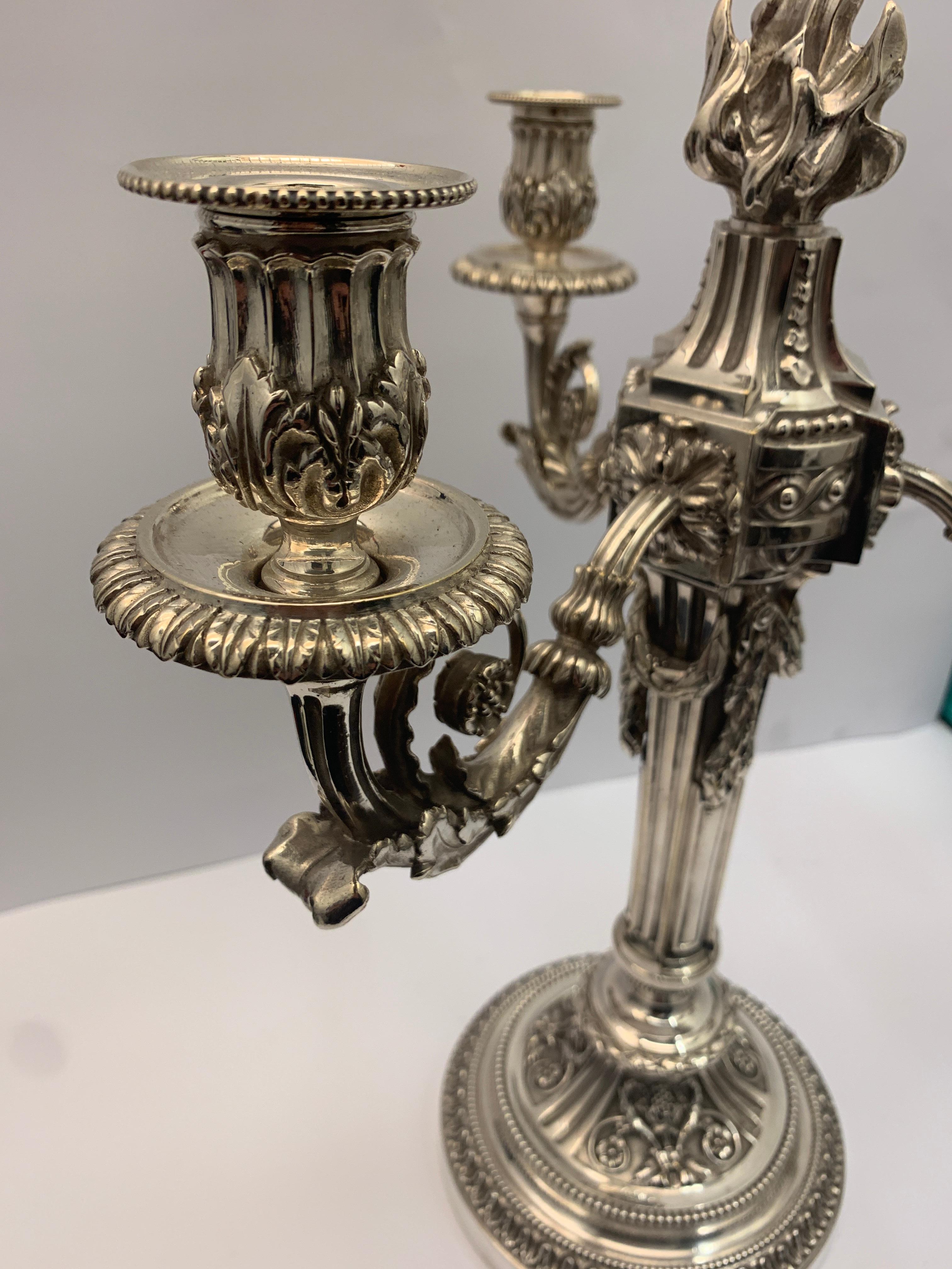 Large 19th Century Silver Plated Bronze Candelabra In Good Condition For Sale In London, London